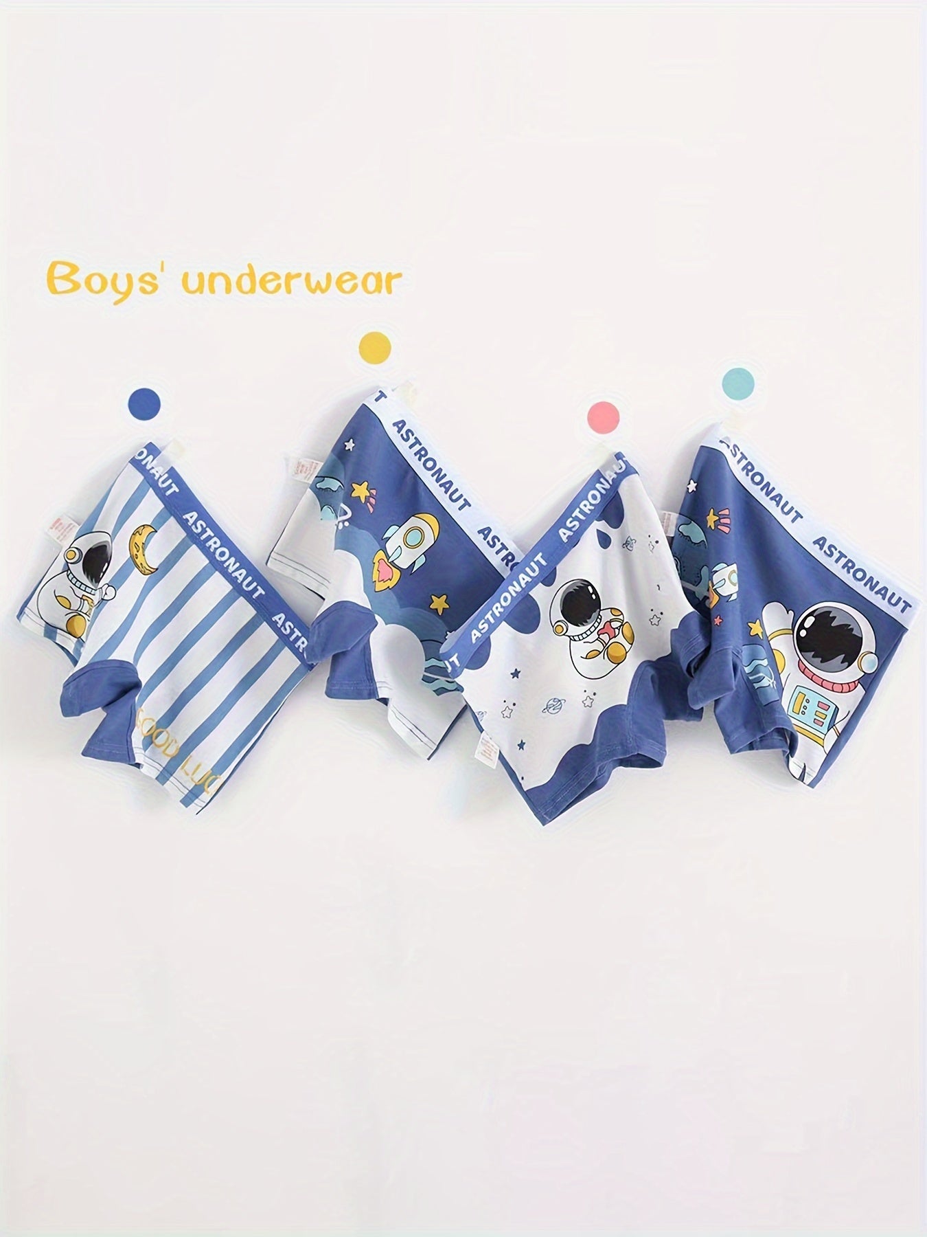 Pack de 4 calzoncillos bóxer de astronauta para niños, con patrón de spaceman, ropa interior cómoda