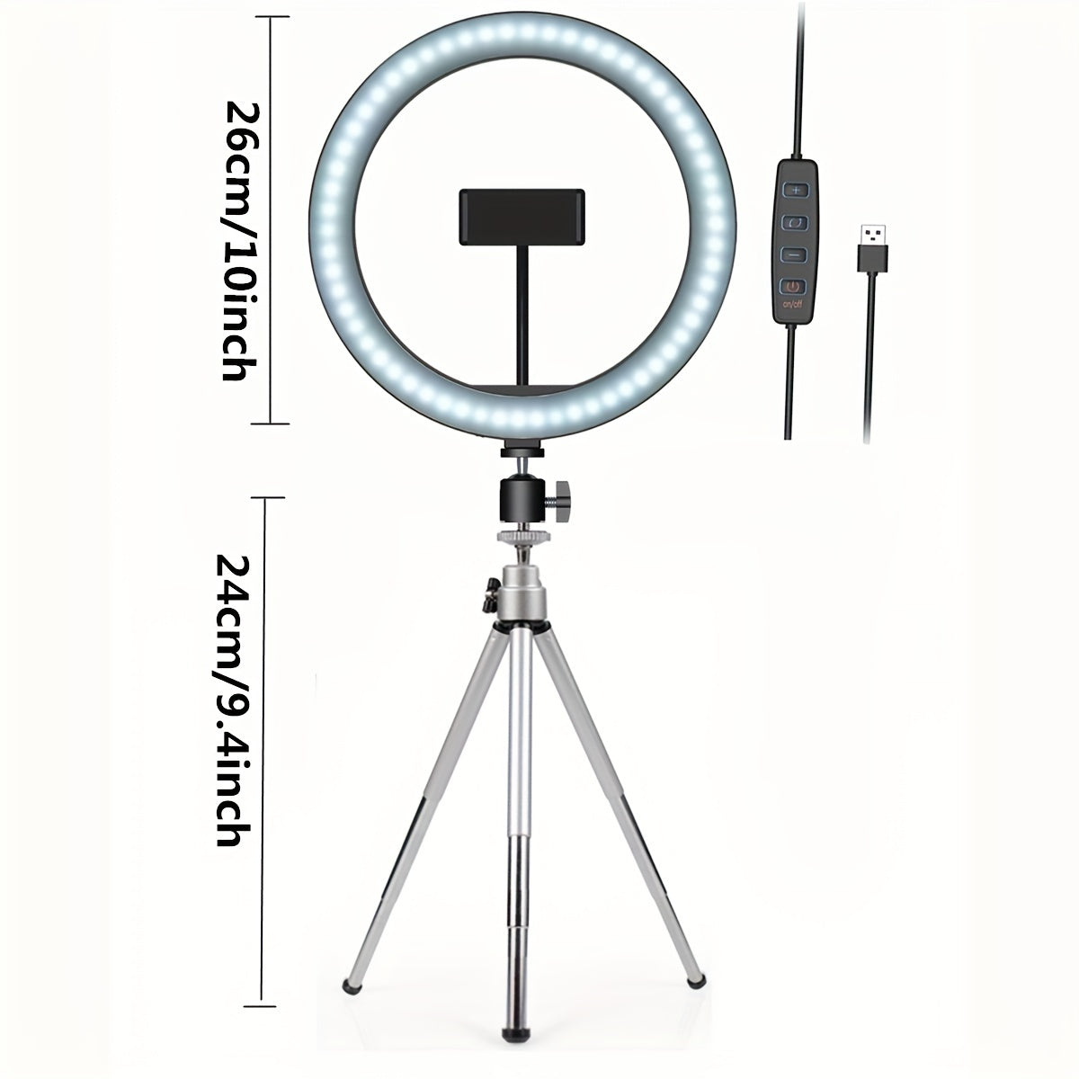 25.4cm Ring Light with Tripod Stand and Phone Holder for Photography and Live Streaming
