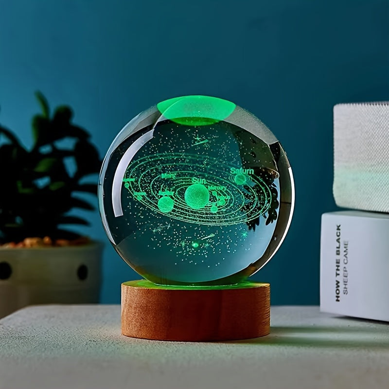 USB-Powered 3D Laser Crystal Ball Night Light Galaxy Design for Home Decor and Gifts
