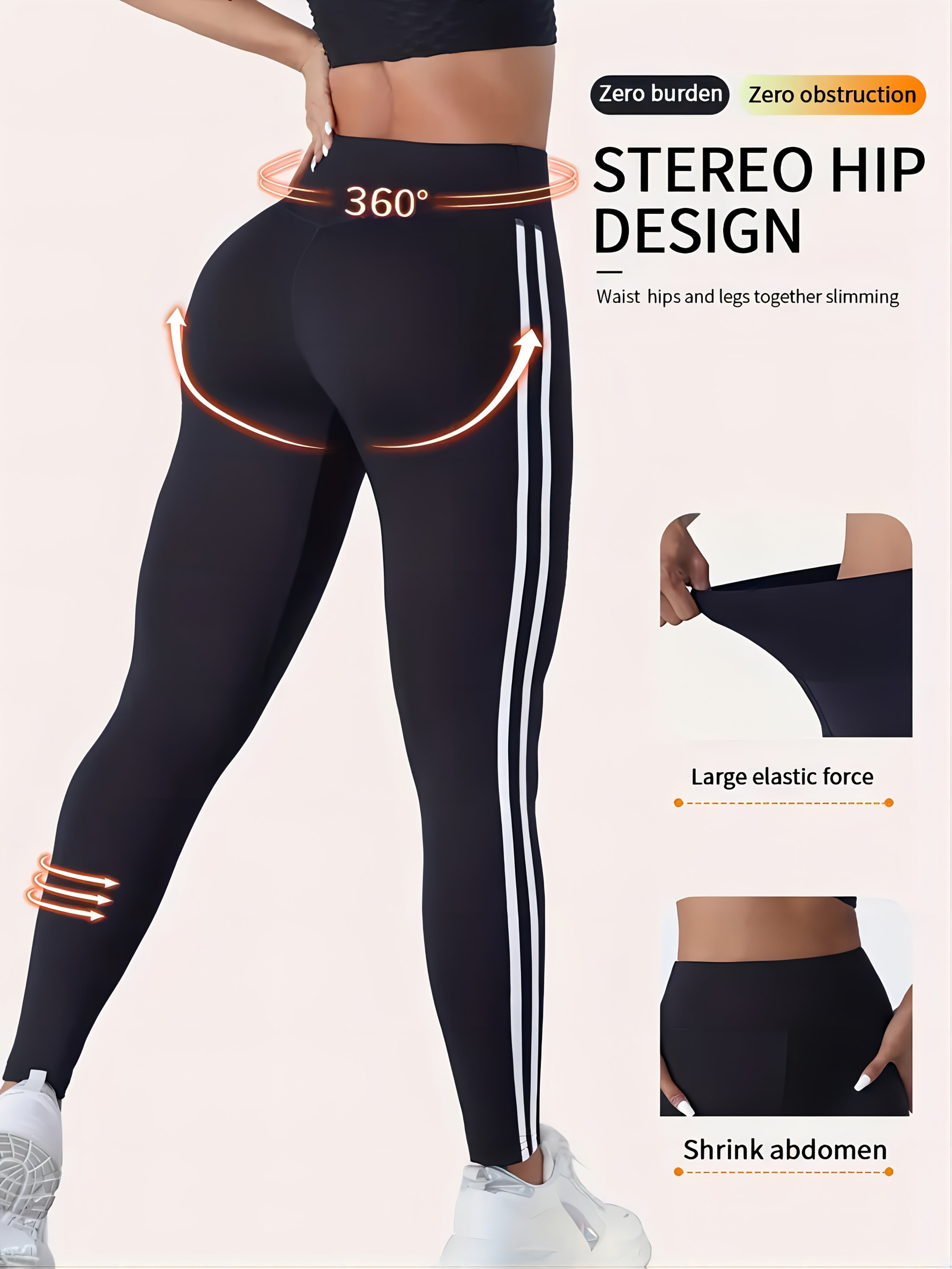 Plus Size High-Waisted Yoga Pants with Tummy Control and Side Stripe
