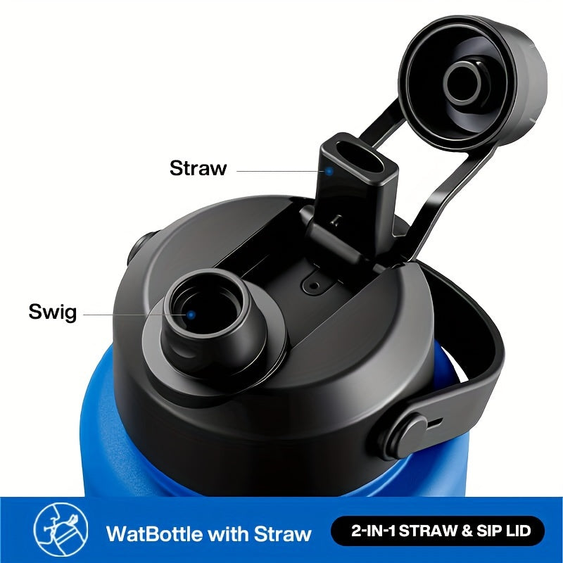 40oz Stainless Steel Water Bottle with 2-in-1 Straw and Spout Lid Leak-Proof BPA-Free for Sports Gym Travel