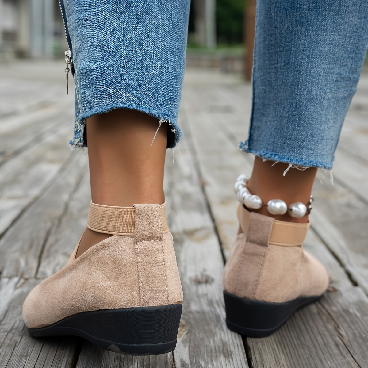 Женские балетки-лодочки на платформе с однотонным цветом, дышащий флис, универсальные для всех сезонов