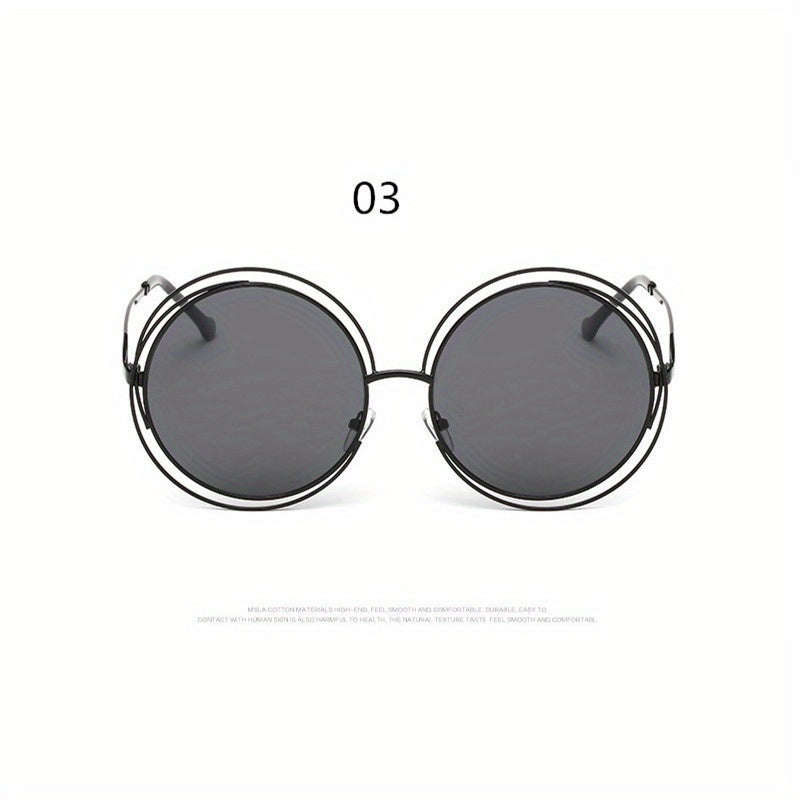Унисекс металлические очки в oversized круглой полой форме для летних пляжных вечеринок