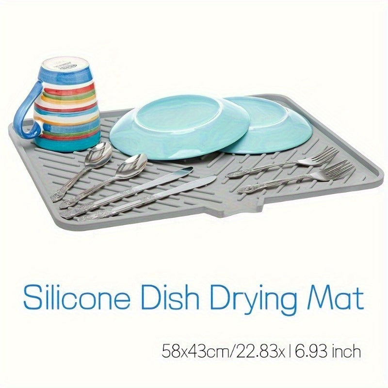 Silicone quritish matritsasi kvadratli sink himoyachisi, drenaj teshiklari bilan, sirpanishga qarshi, issiqlikka chidamli, suv o'tkazmaydigan oshxona stol usti pad