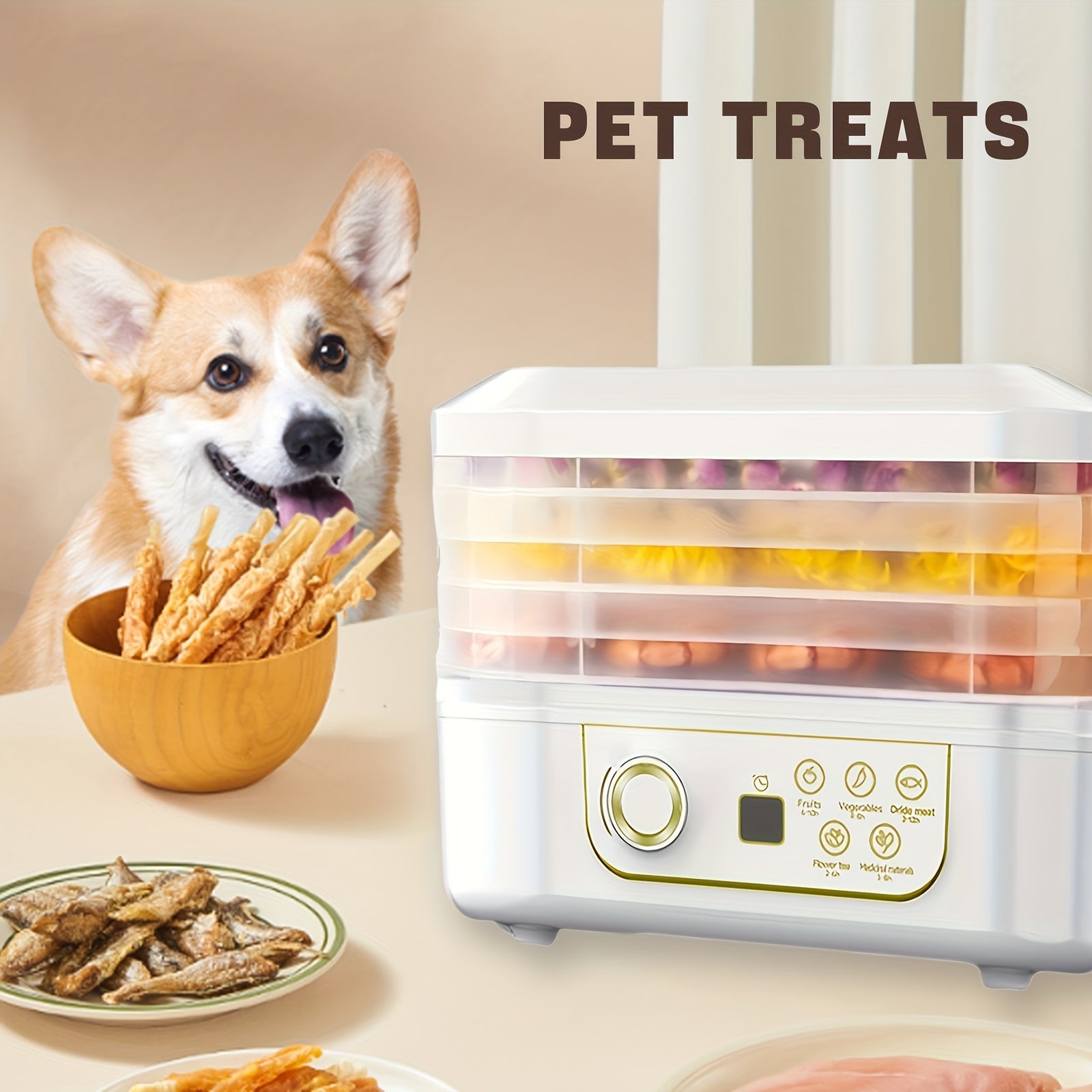 3-Tier Food Dehydrator White Easy-to-Use Round Fruit Vegetable Drying Machine for Jerky Leather Snacks