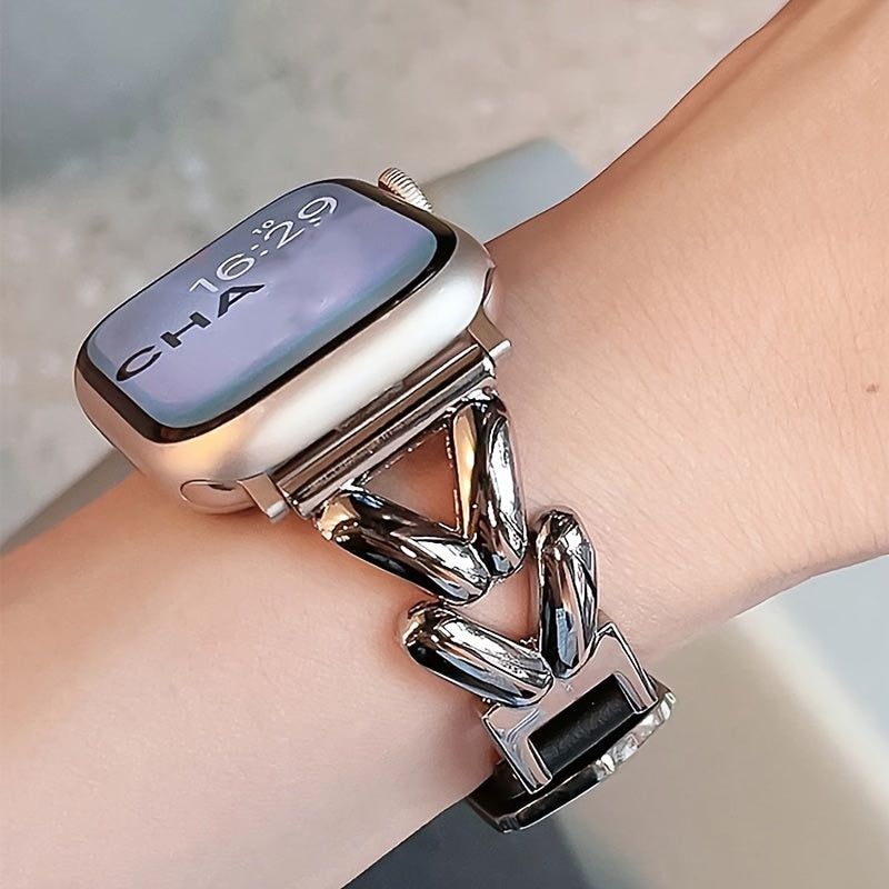 Metal Watch Strap for Apple Watch Series 7/6/5/4 with Rose Gold Finish Stainless Steel Buckle