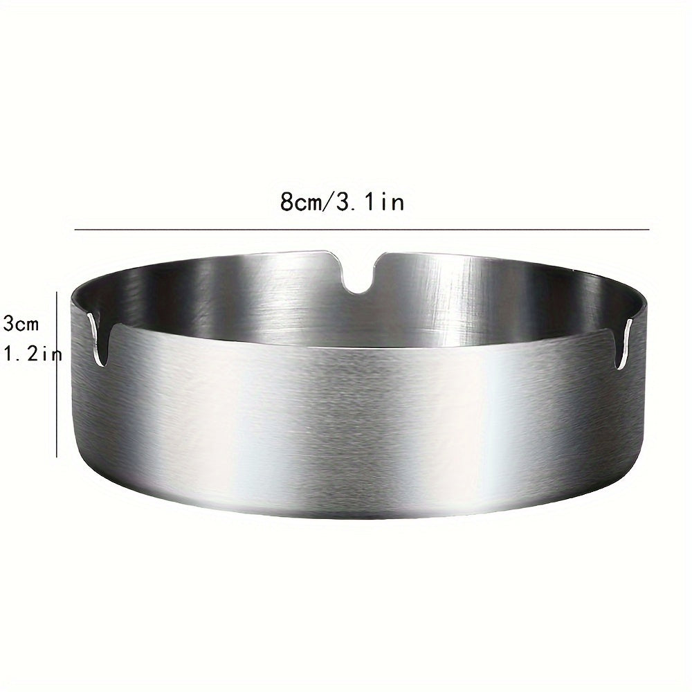 Portable Stainless Steel Cigarette Ashtray Round 8cm Indoor Outdoor Smokers