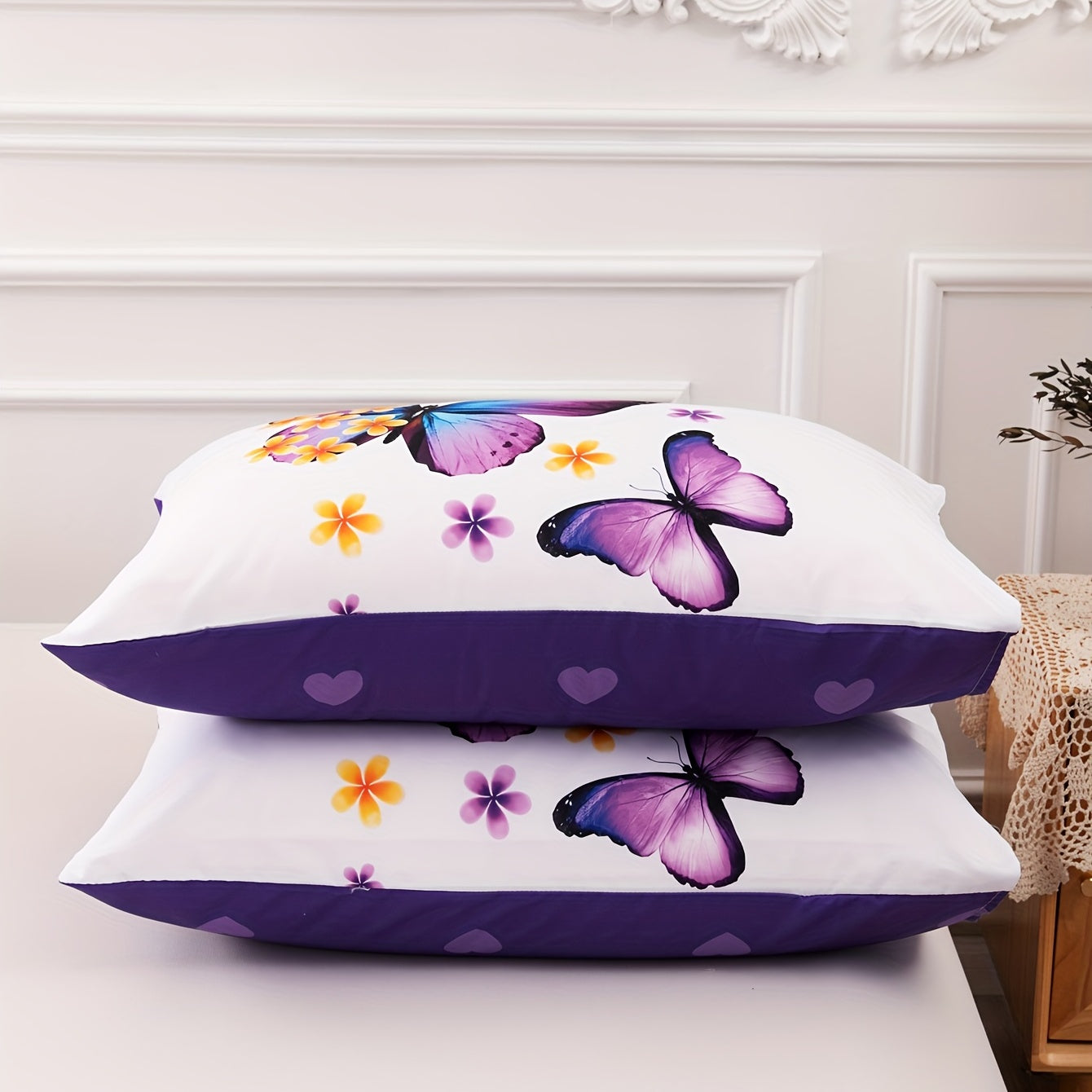 Set of 3 Butterfly Print Duvet Cover Set Bedding Soft Cozy for Bedroom or Guest Room