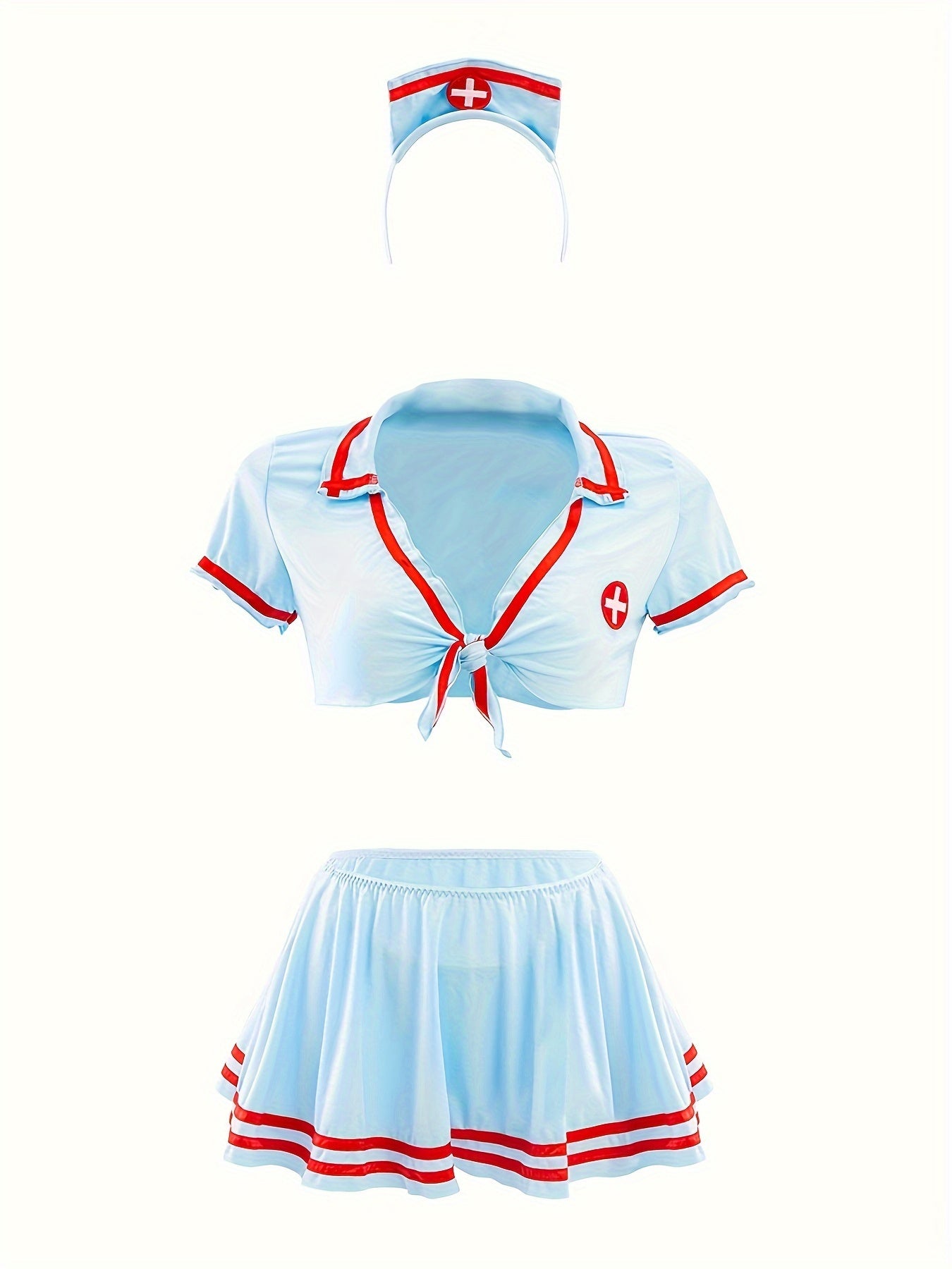 Women's Sexy Nurse Costume with Hat Top Underwear and Skirt
