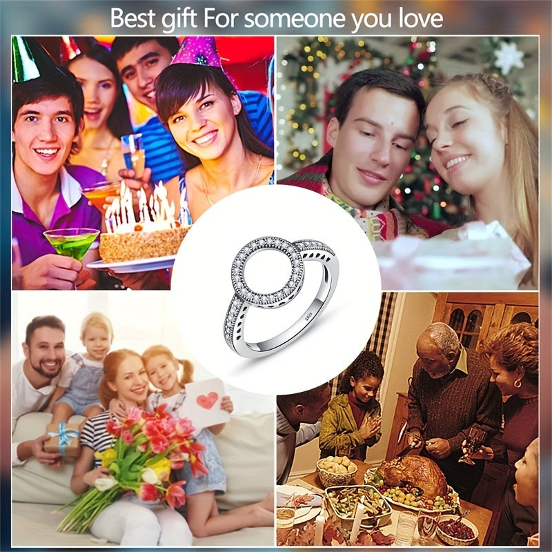 Изысканное кольцо из стерлингового серебра 925 пробы, украшенное синтетическими драгоценными камнями - Вечная высококачественная женская ювелирная бижутерия, идеально подходящая для вечеринок и особых событий, подходит для всех случаев.