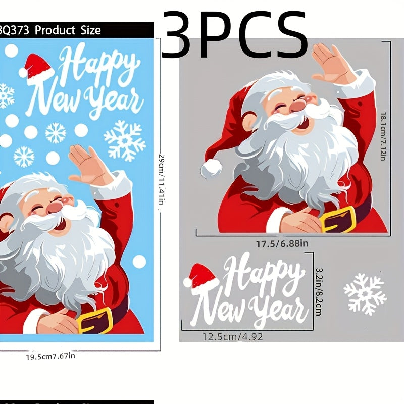 Christmas Window Stickers Set with Santa Snowman Elk Snowflake Decorations