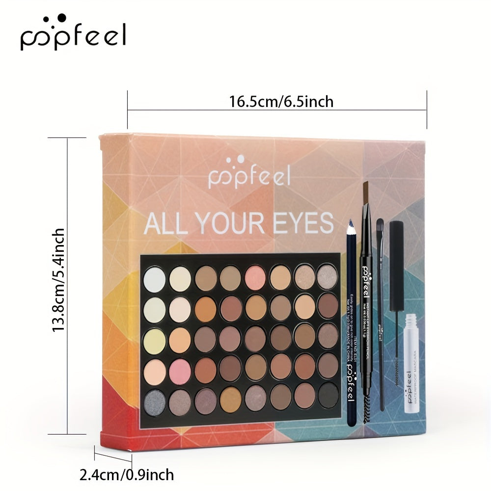 Set de maquillaje de ojos para mujer paleta de sombras delineador máscara lápiz de cejas