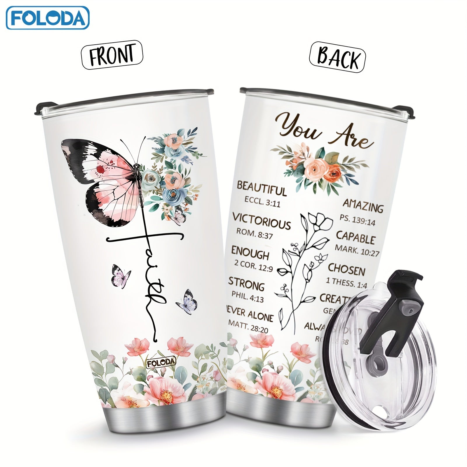 Religious Gifts for Women Butterfly Tumblers Travel Mugs Christmas Birthday