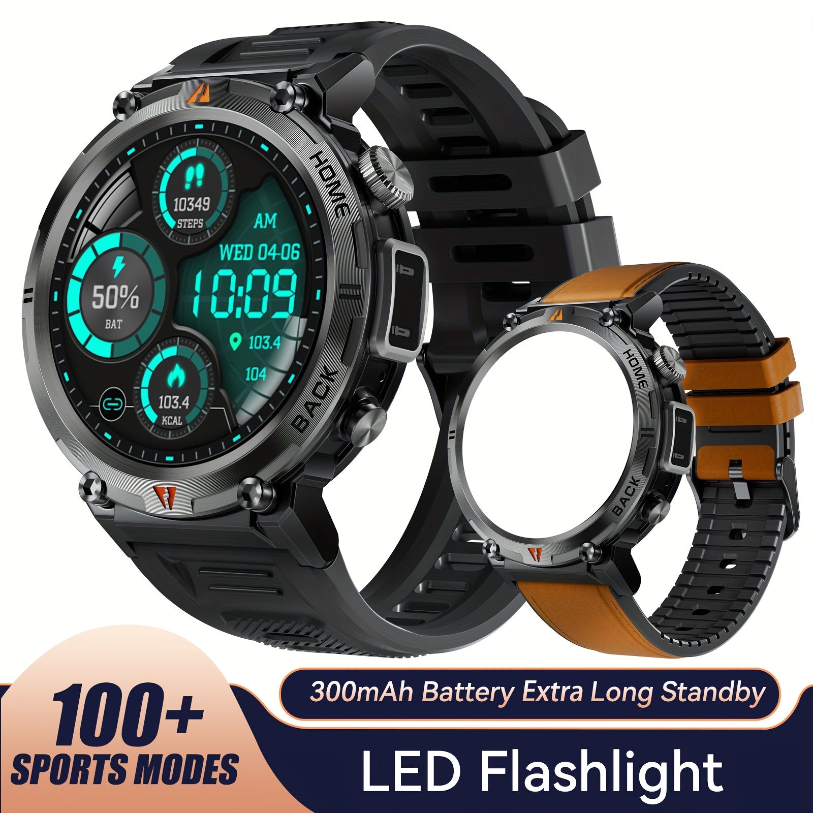 Men's Smartwatch with TFT Display Water Resistant Sports Modes Compatible with iPhone and Android