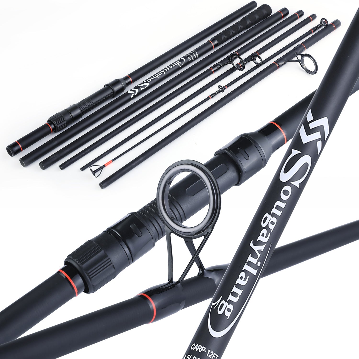 Carp Fishing Rod Lightweight Carbon Fiber 6/7 Section Spinning Bait Casting
