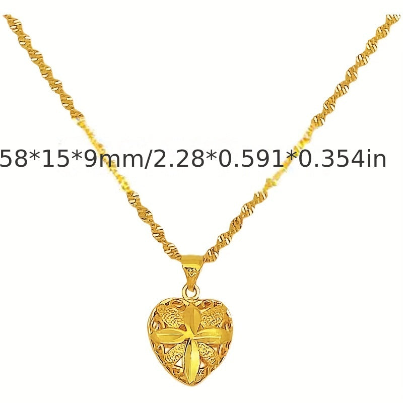 Zarif Yurak Shaklidagi Pendant Marjon, Ayollar Uchun Qo'lda Yasalgan - Bo'sh Dizayn, 18K Oltin Qoplangan, Unga Tug'ilgan Kuni Uchun Ideal Hediye