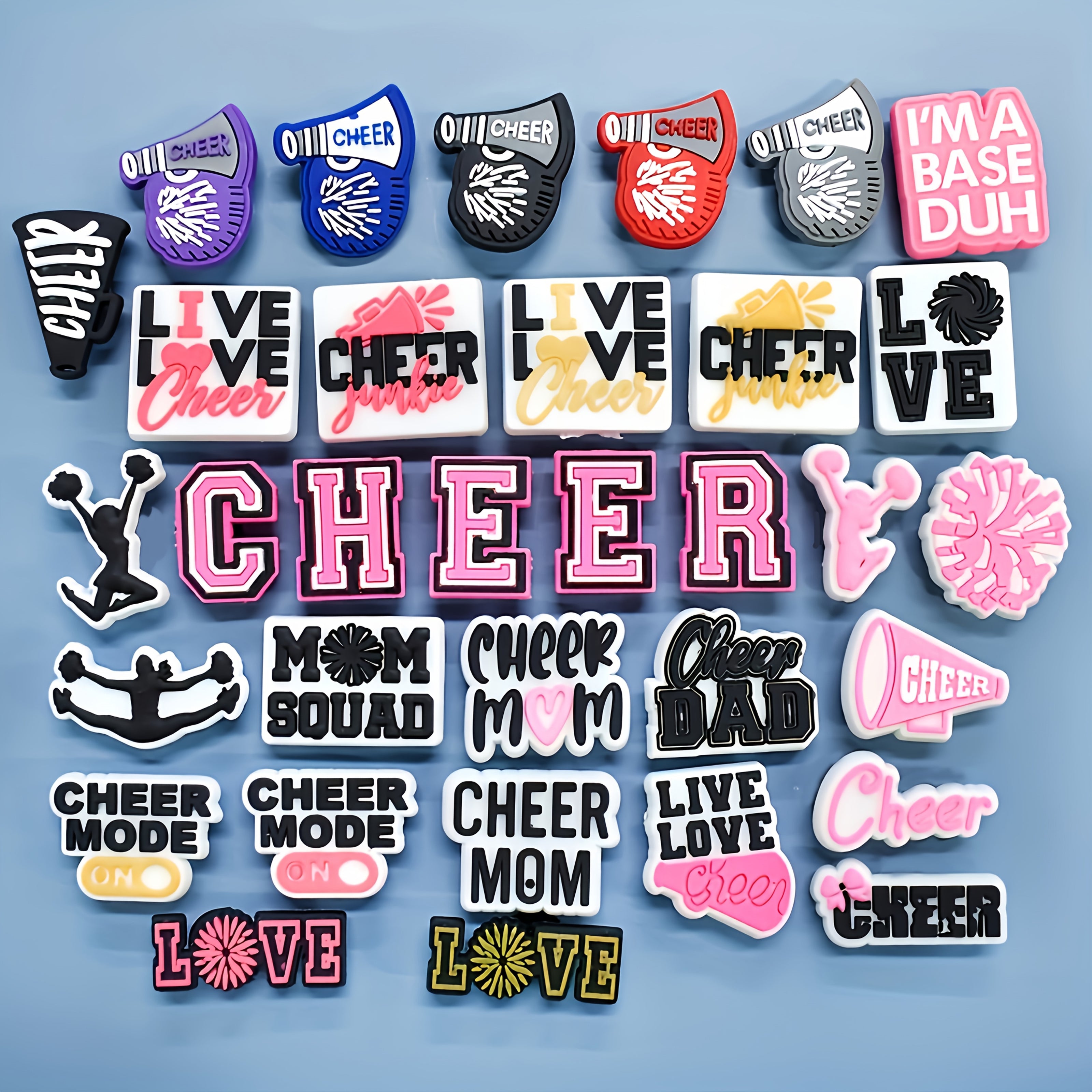 Uniseks PVC cheerleading poyafzal charm aksessuarlari bezaklar 20/33PCS
