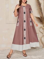 Rang-blokli bosma bo'lakli ko'ylak, ikki cho'ntak bilan, 100% polyester, mos keladigan, cho'zilmaydigan to'qilgan mato, barcha mavsumlar uchun ideal - Nafis kattalar o'lchamidagi moda.