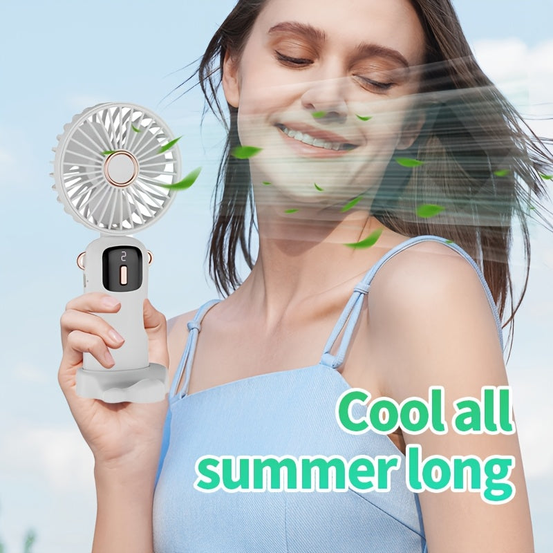 Rechargeable USB Handheld Fan with Foldable Neck, Quiet Operation, High-Velocity Cooling