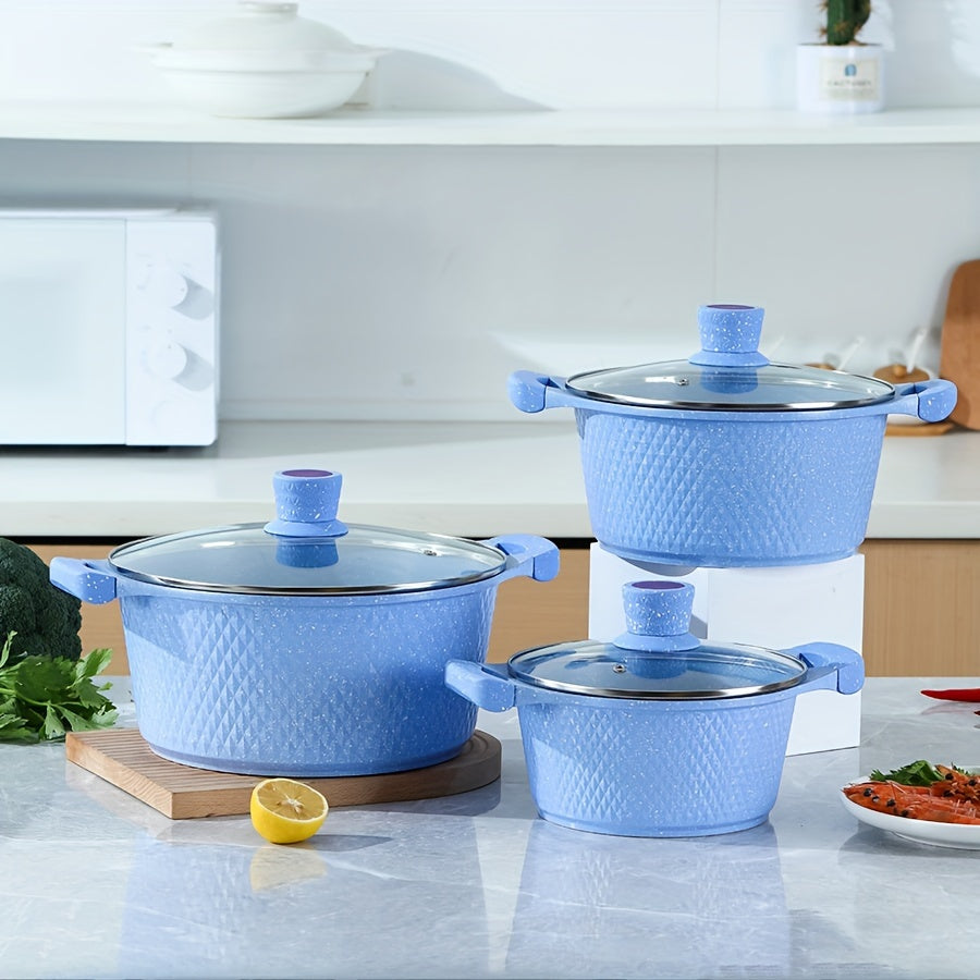 Juego de utensilios de cocina de aluminio duradero, ollas y sartenes antiadherentes para estufa de gas