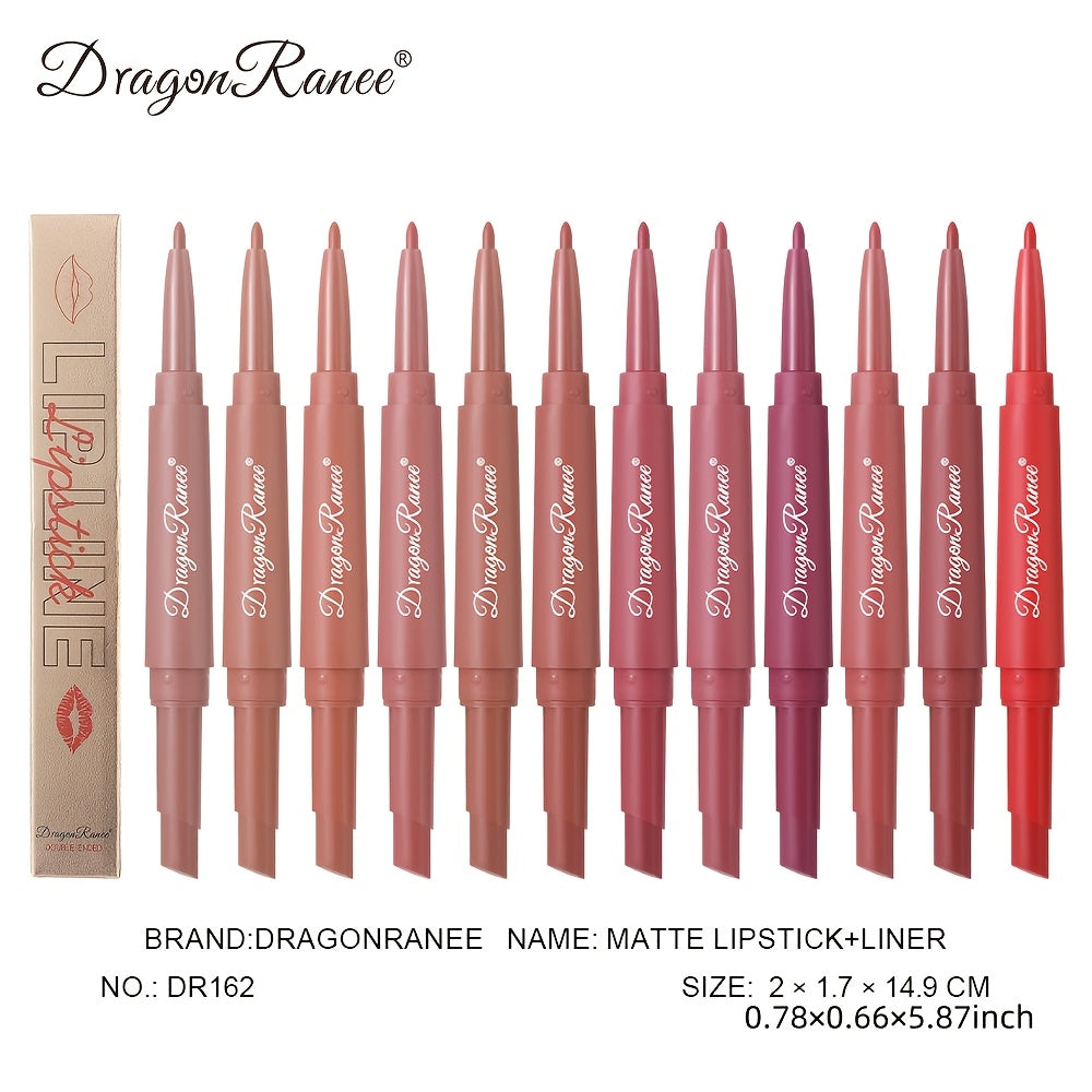 Set de perfilador de labios y lápiz de labios de 12 tonos para mujer mate no pegajoso de nude a audaz