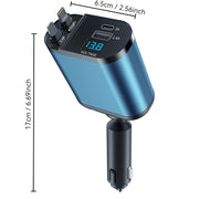 Compact Car Charger with Dual Retractable Cables and Dual USB Ports for iPhone Samsung Pixel