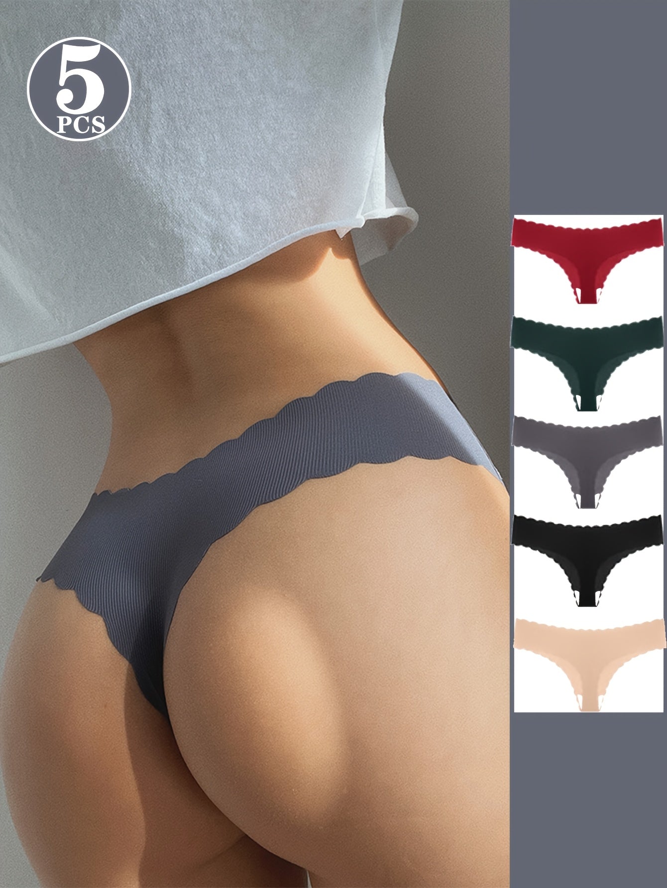 5 шт. Женские спортивные беговые трусики, набор стрингов, невидимые бесшовные, удобные для спорта, комплект активного нижнего белья, милые и сексуальные низкие бесшовные стринги для женщин.