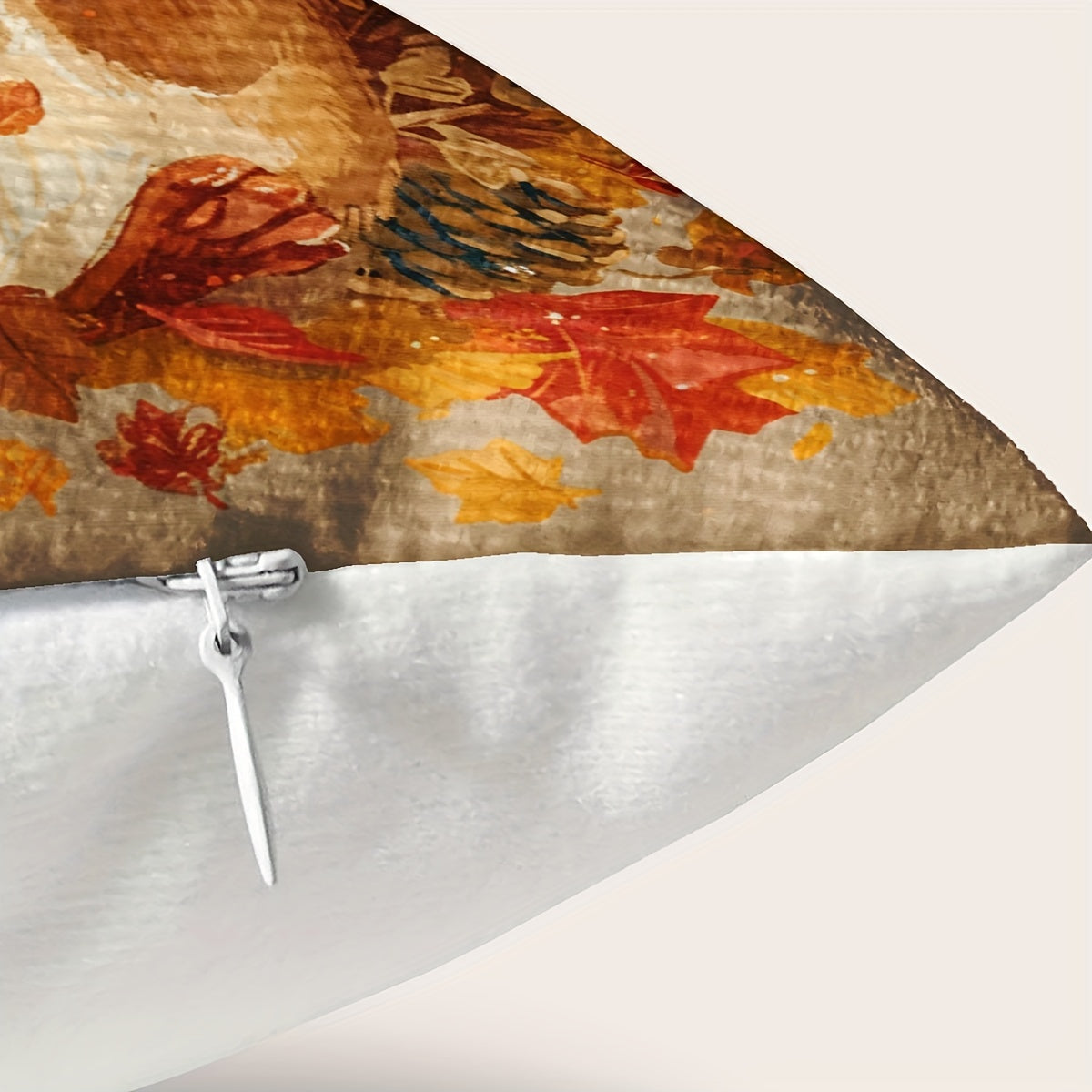 Autumn Squirrel Pillow Cover Sunflower Maple Leaf Decor 44.96cm Square