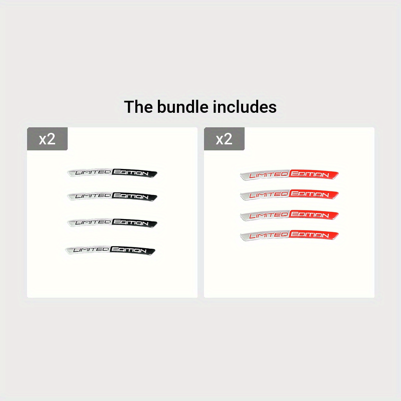 4 Pack Aluminum Car Wheel Hub Stickers Black Red Waterproof Scratch-Free Stickers