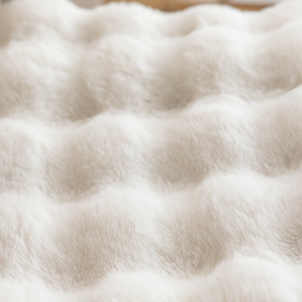 Cojín redondo de pelo sintético suave de conejo para decoración del hogar y espíritu navideño