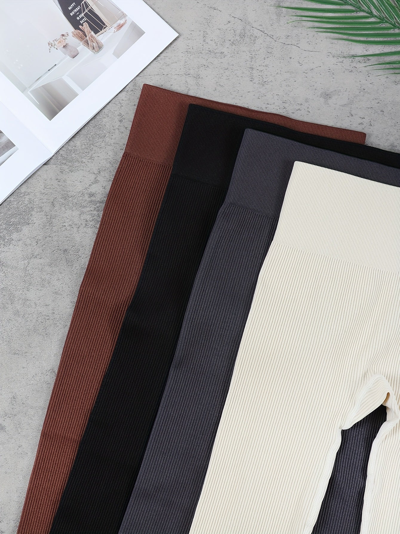 Women's High Stretch Yoga Leggings Long Length Solid Color Elastic Waist Activewear