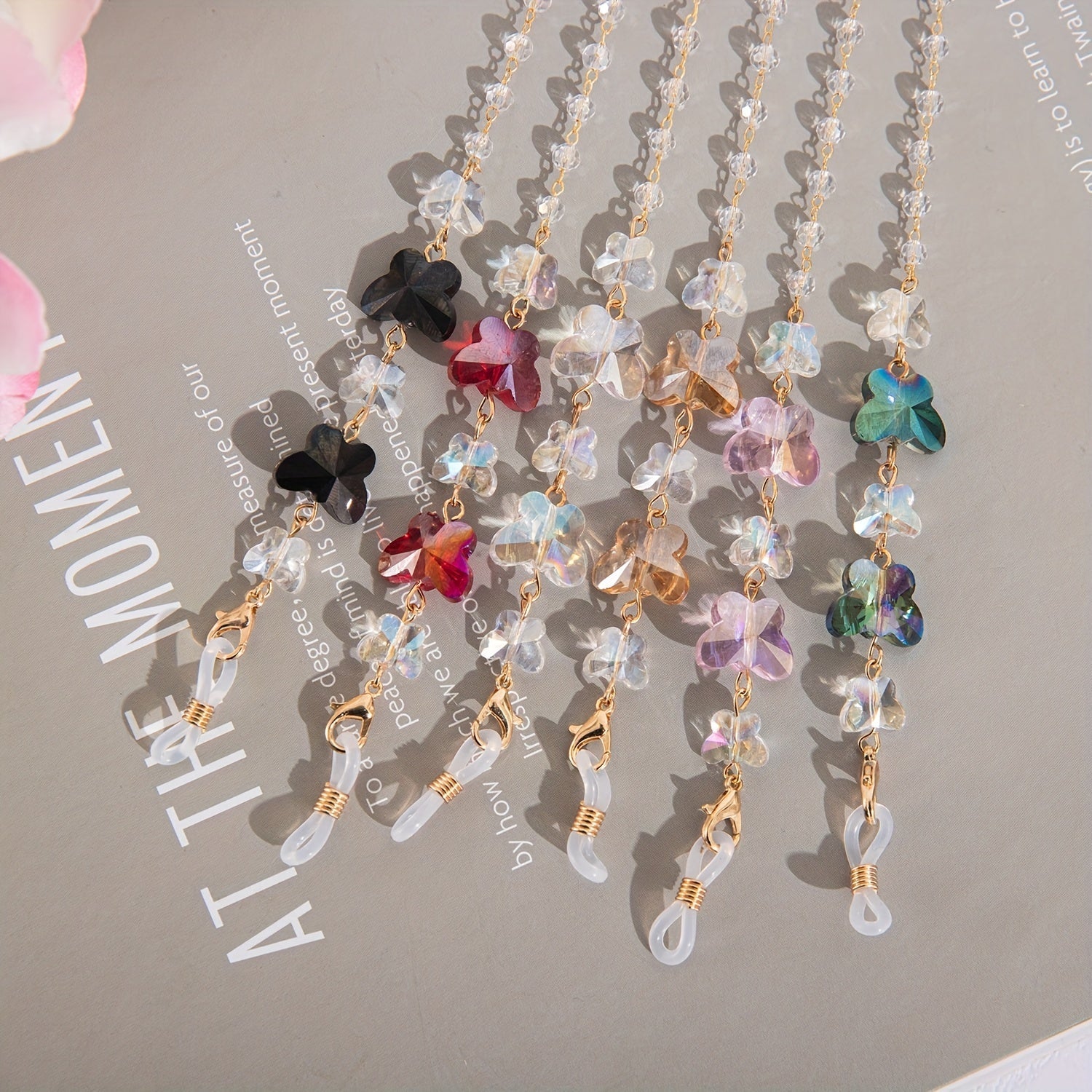 Zarif Kristall Qushlar Ko'zoynak Zanjiri - Ayollar uchun Ko'zoynak va Niqoblar uchun Zamonaviy Sirpanmas Lanyard