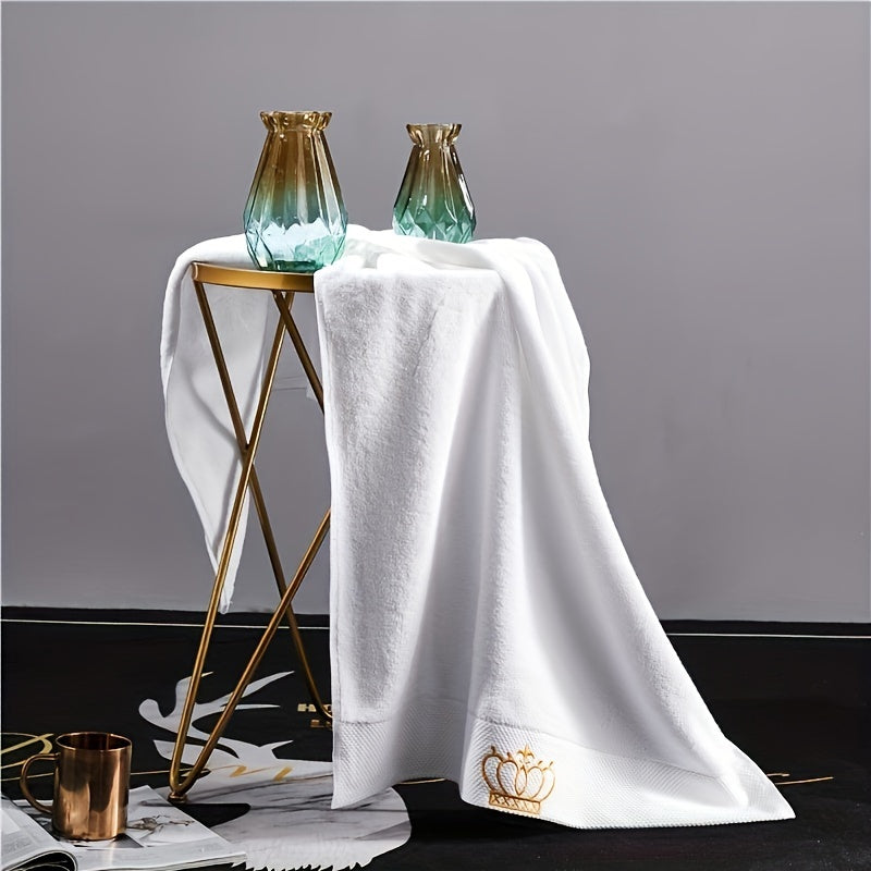 Cotton Hand and Bath Towel Set with Embroidery for Hotels and Salons Absorbent Luxurious Bathroom Accessories