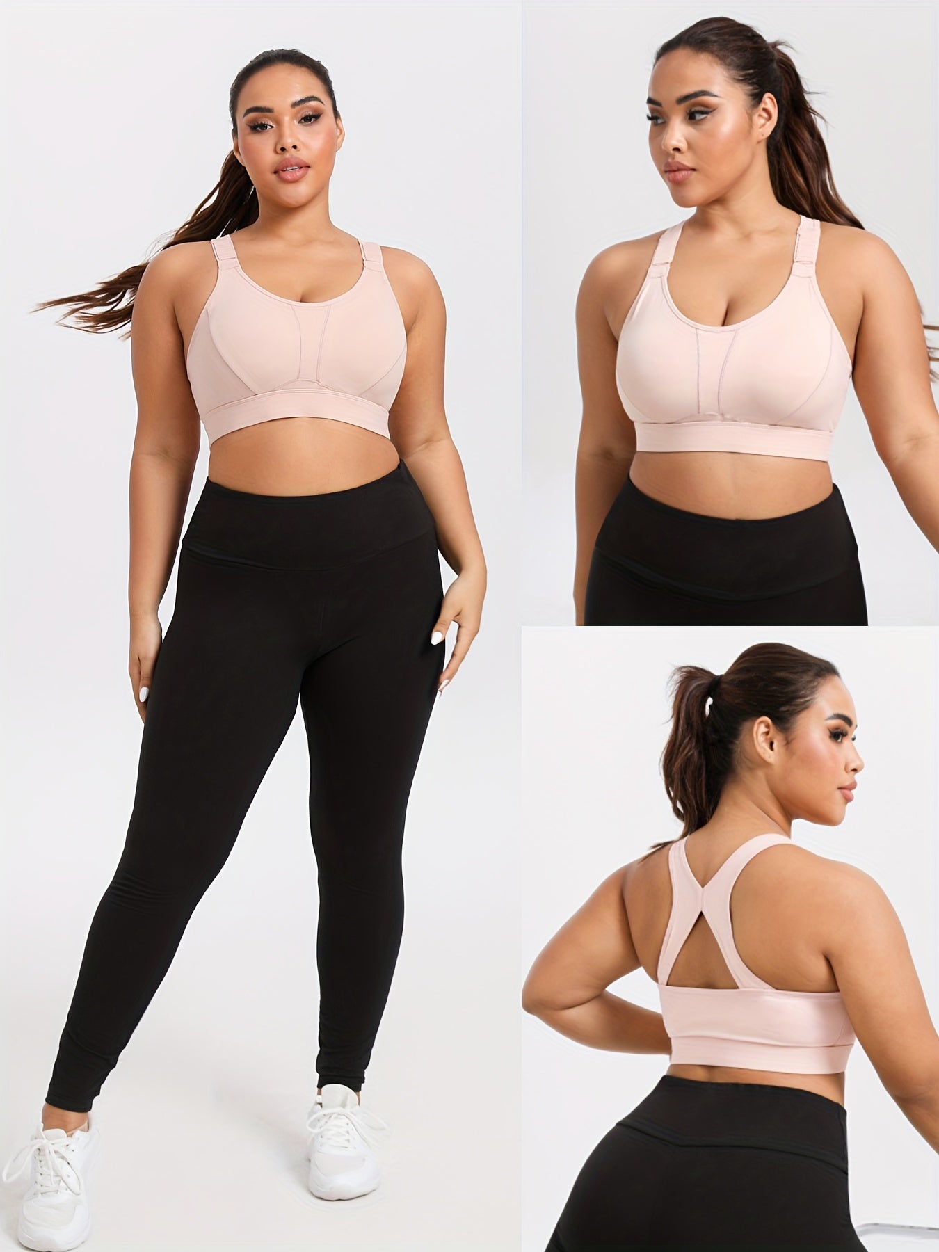 Women's Plus Size High Support Shockproof Sports Bra for Running Yoga