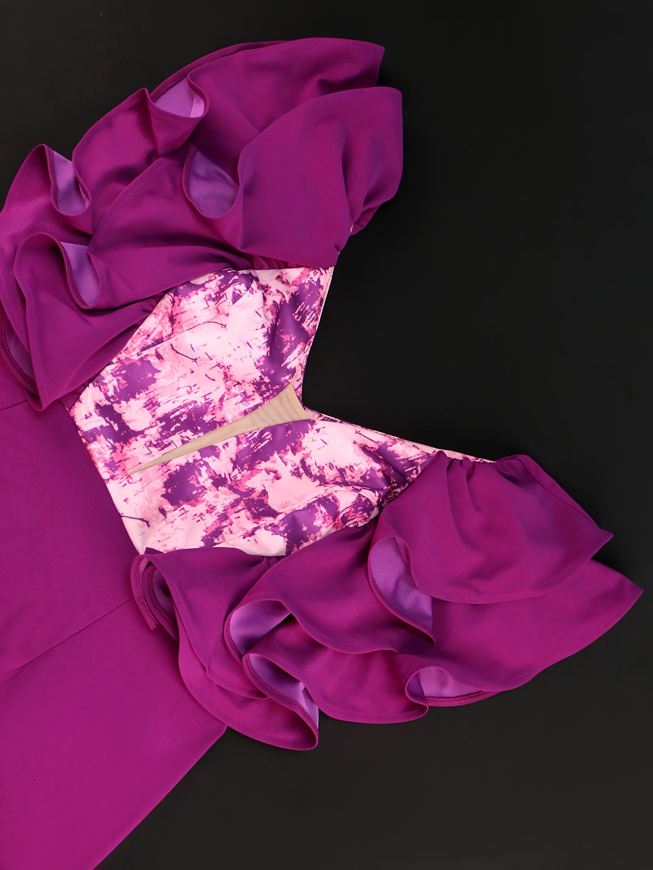 Women's Purple Bodycon Party Dress V-Neck Ruffled Short Sleeves