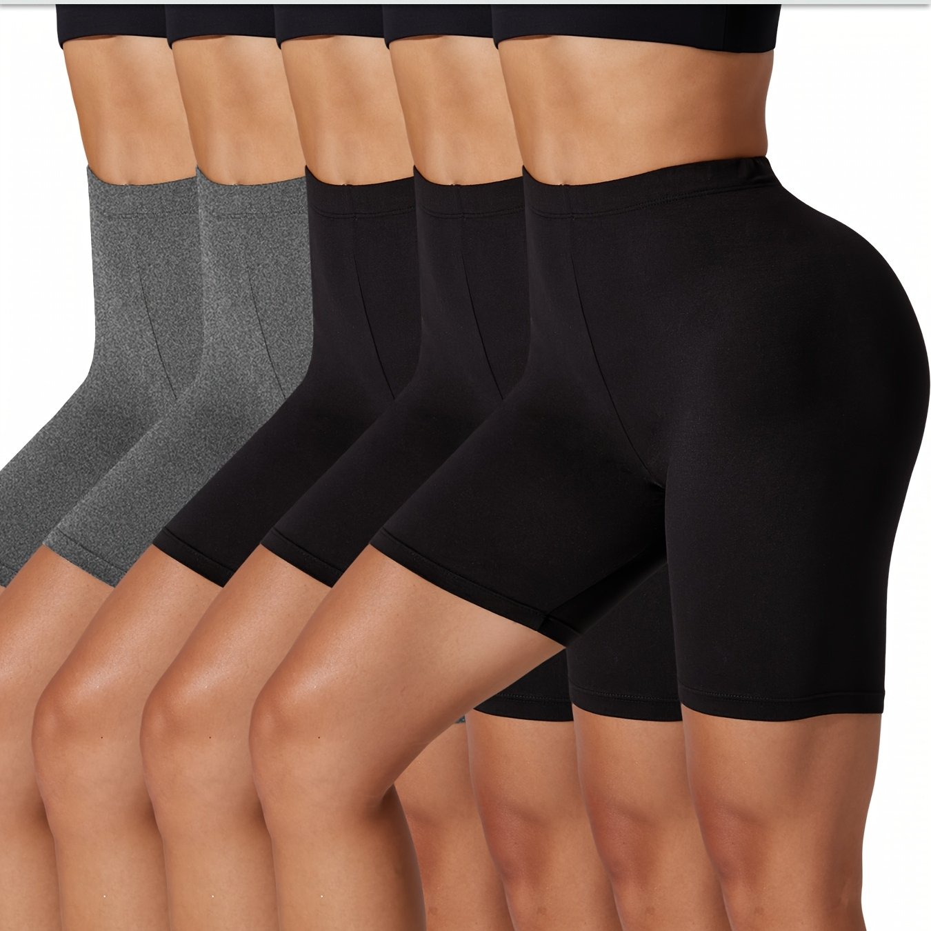Pantalones cortos de ciclista suaves para mujer talla plus de 6 pulgadas de alto con costura sin costuras para entrenamiento y ropa deportiva