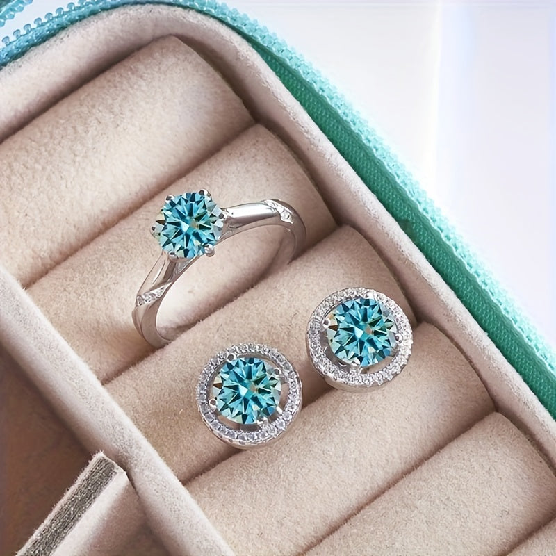 Moissanite Jewelry Set 1.0CT Sterling Silver Wedding and Valentine's Gift