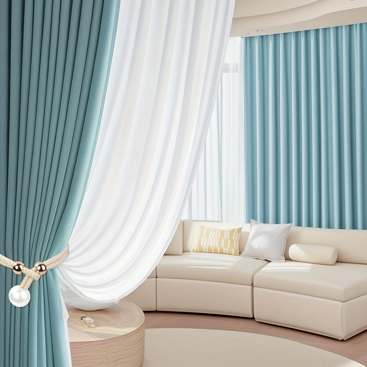 Set of 2 Pearl Decorative Curtain Buckles Adjustable Elegant Room Decor