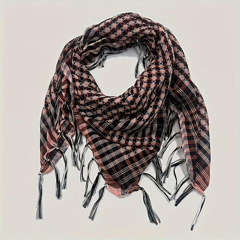 100% Polyester To'qilgan Bo'yin Salliq, Vintage Uslubidagi Taktik Cho'l Arab Bandana Dizayni, Ramazon uchun Mukammal An'anaviy Musulmon Shali. Xususiyatlari: Tekis Bosh Salliq va Kvadrat Hijob.