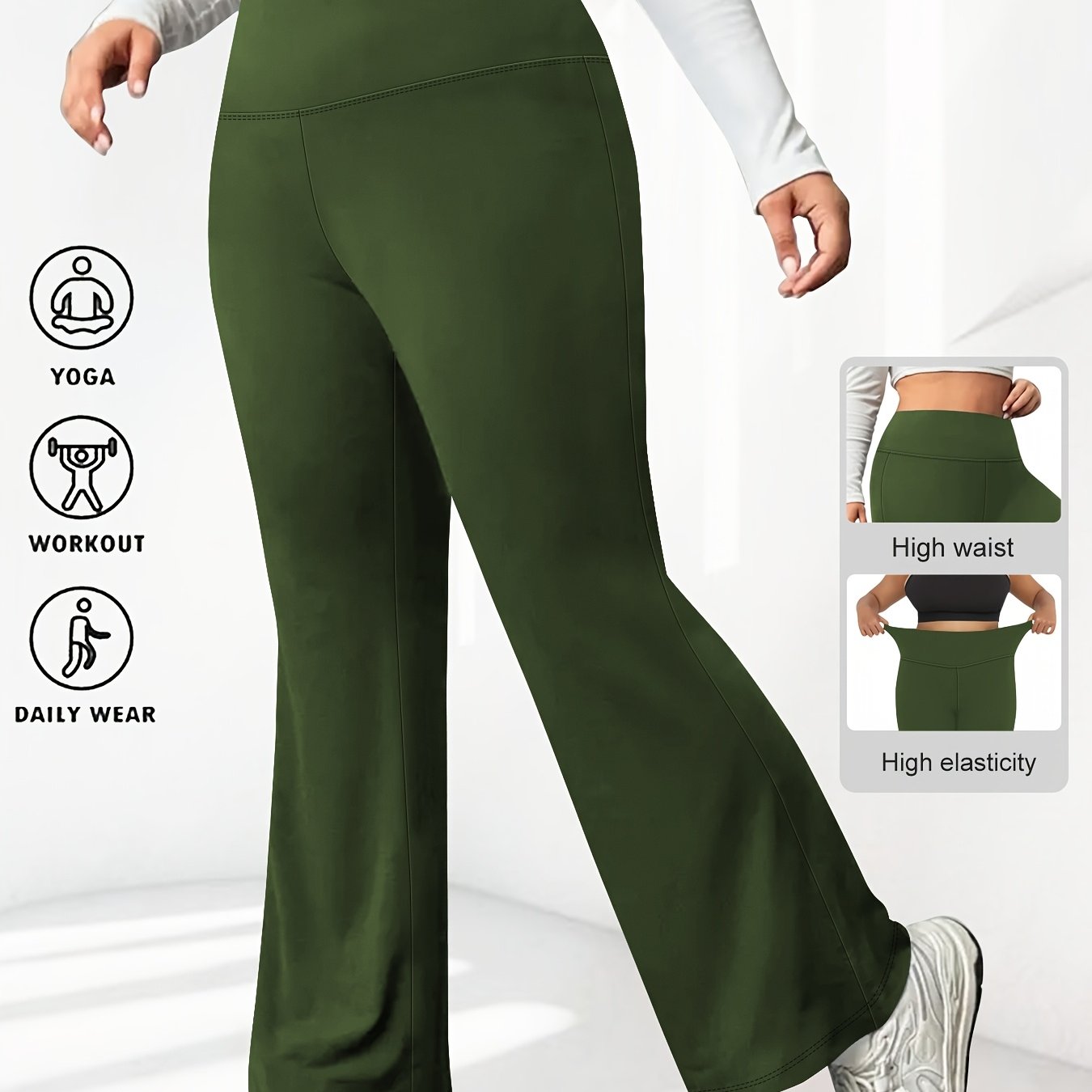 Women's Plus Size High Stretch Flared Leg Sports Pants for Workout and Fitness