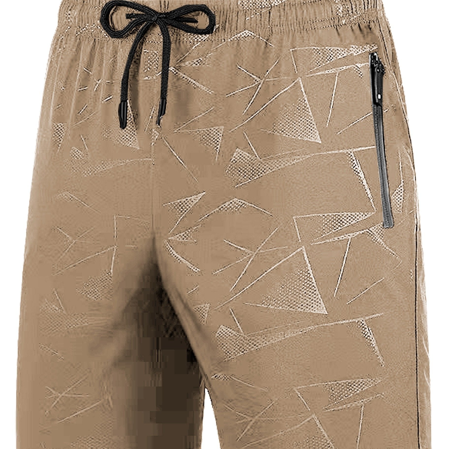 Plus Size Men's Athletic Shorts Quick-Dry Breathable Polyester Geometric Print Elastic Waistband