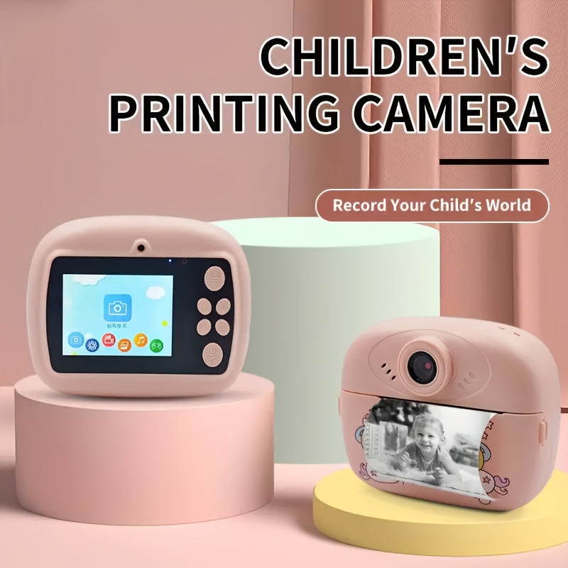 Kids Digital Camera Dual-Camera HD Video Photo Print Mode for Children Pink Blue