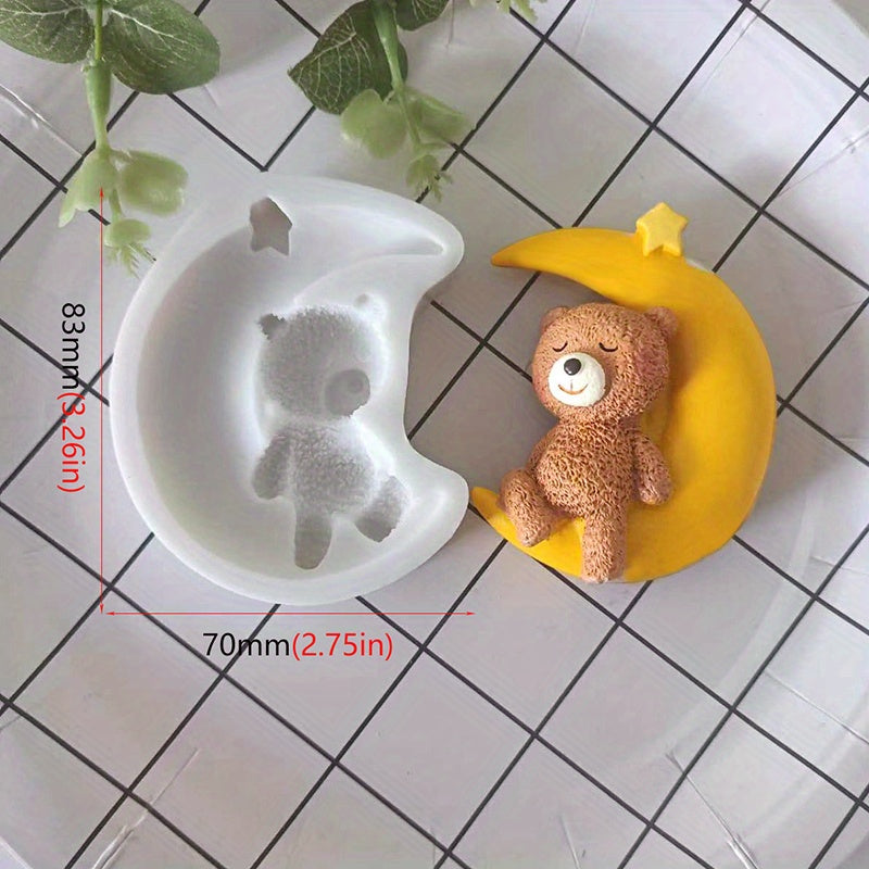 3D Silicone Bear Mold for Baking and Candy Making, Kawaii Sleeping Bear