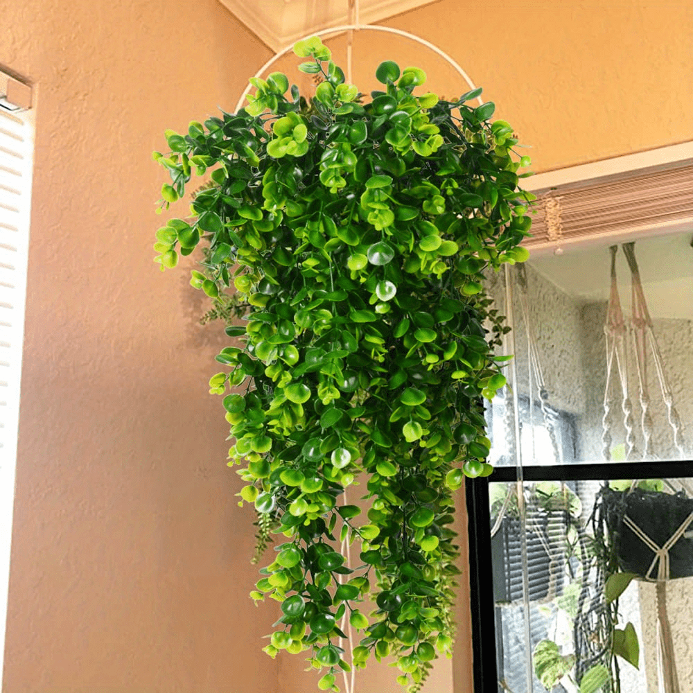 Artificial Eucalyptus Vine Hanging Plants Set of 2 4 8 UV Resistant Plastic Indoor Outdoor Decor