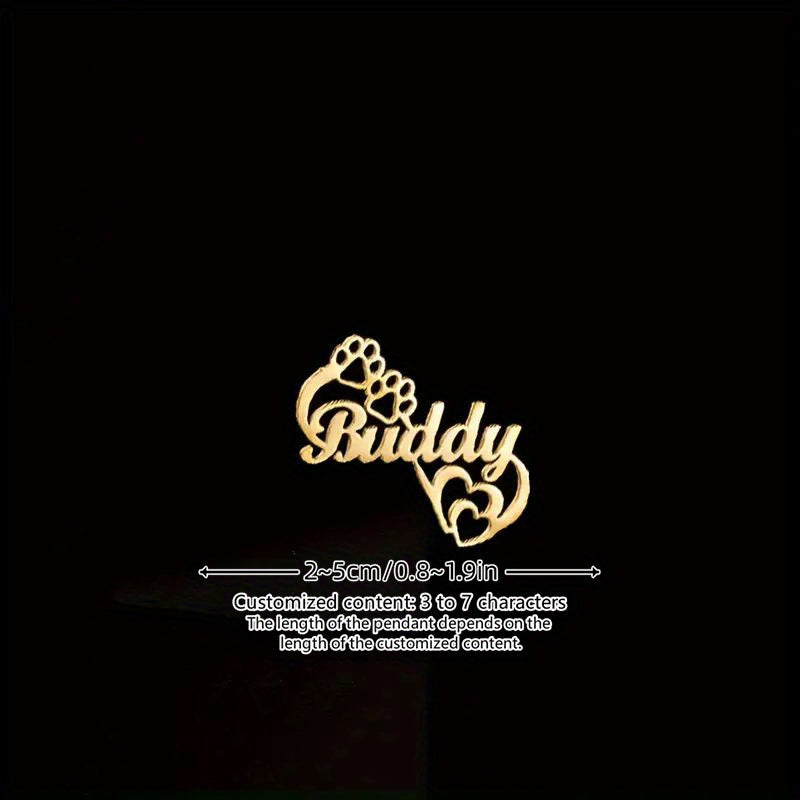 Broche de corazón con garra de acero inoxidable personalizable con nombre y símbolo para uso diario y regalos