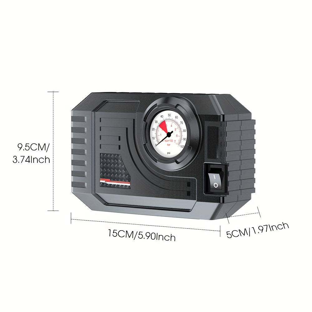 Portable 12V DC Air Compressor Pump for Cars Motorcycles Bicycles with LED Light