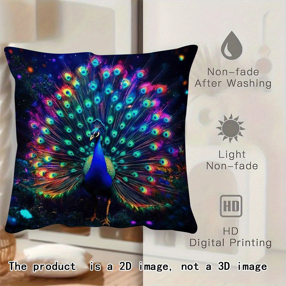 Peacock Pillow Cover 45.72x45.72 cm Polyester Zipper Decorative Throw Pillowcase