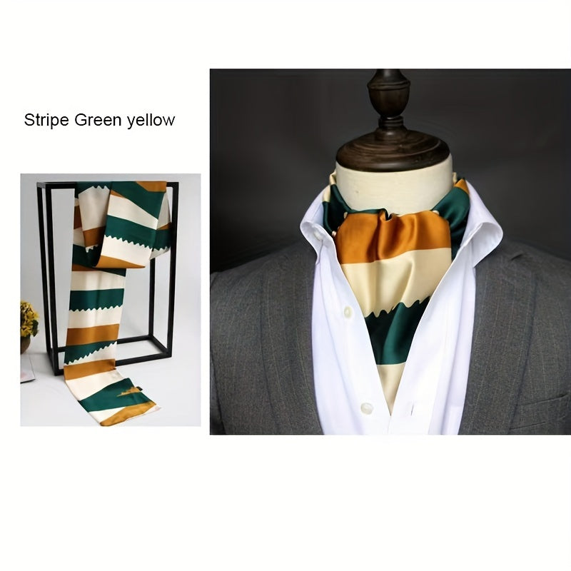 Men's Vintage Twill Scarf with Printed Double Layer for Business and Casual Wear