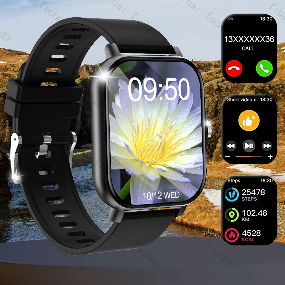 Smart Watch for Men and Women 1.83-Inch HD Screen Fitness Tracker Voice Assistant Sports Watch