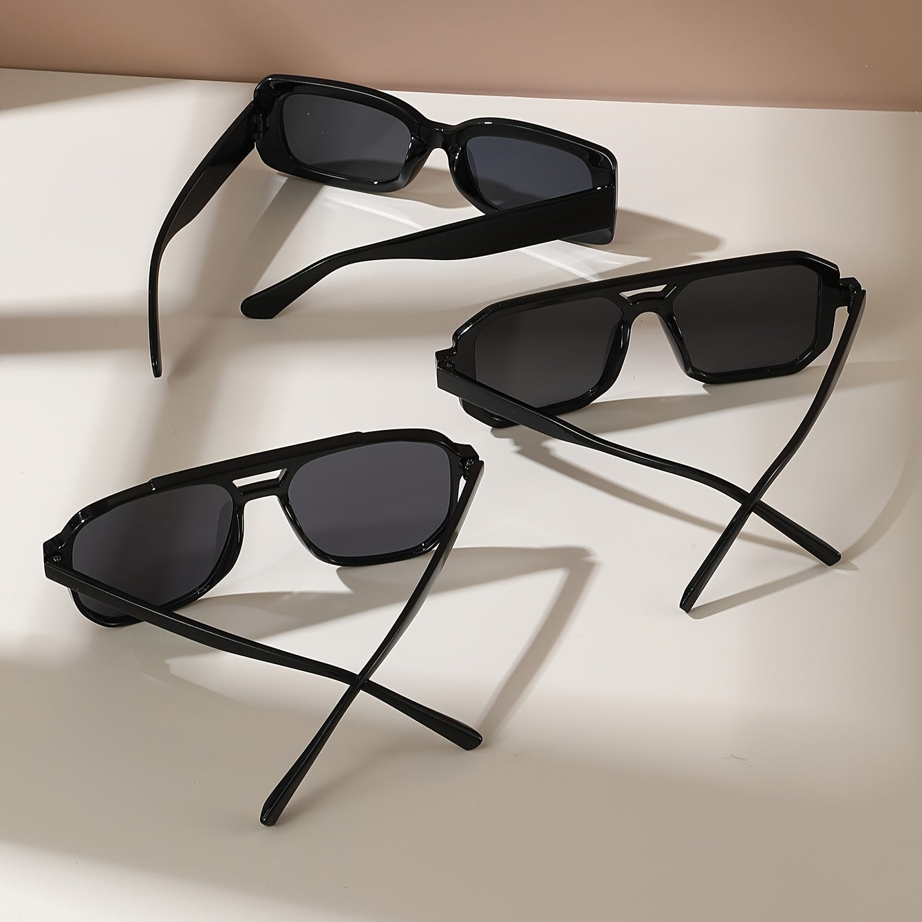 Men's Retro Casual Dark Series Glasses Full Rim Polycarbonate for Beach Travel Driving Daily Wear Set of 3